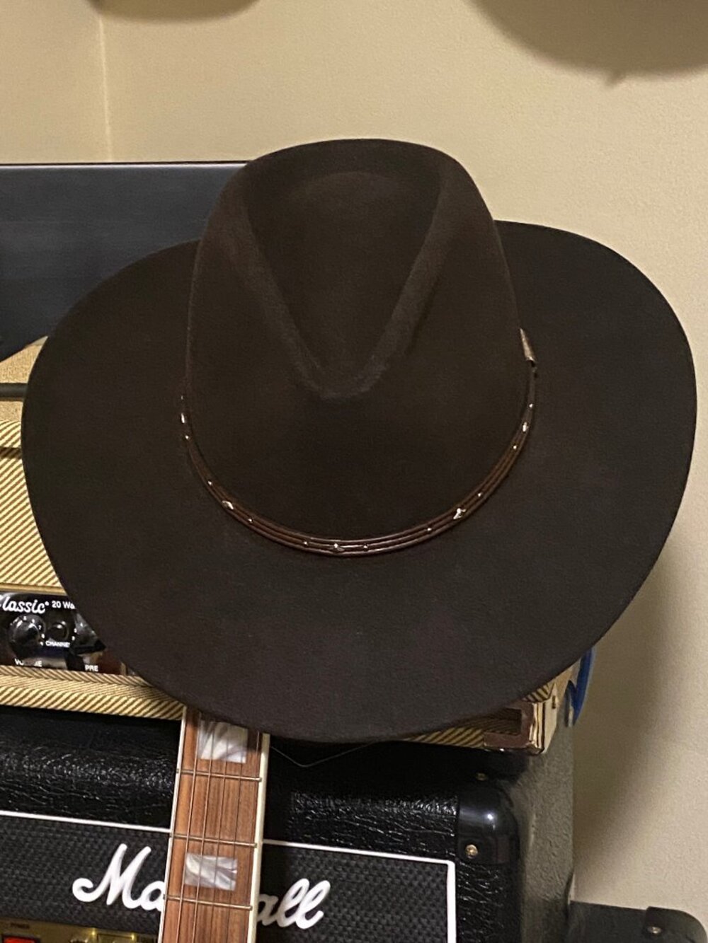 Stetson Pawnee (The Gun Club) Cowboy Hat - Chocolate - 7 1/4 - Mint! - Picture 3 of 9